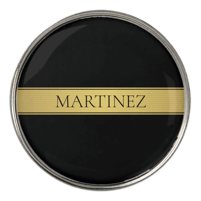 Sophisticated Presentation | Faux Gold & Black Golf Ball Marker (Front)