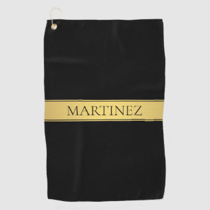 Sophisticated Presentation Faux Gold & Black Golf Towel
