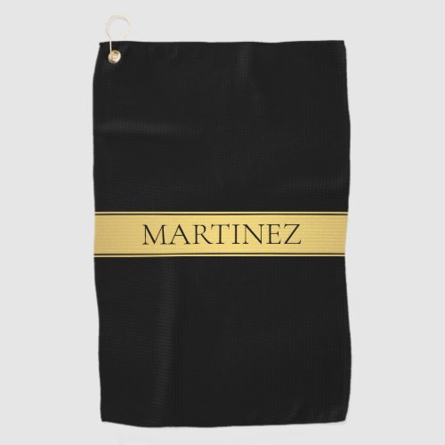 Sophisticated Presentation  Faux Gold  Black Golf Towel