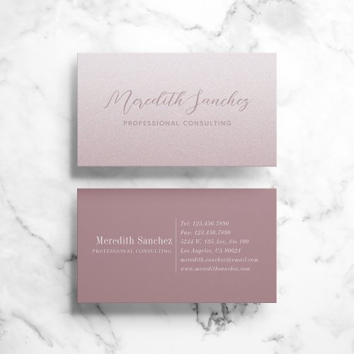 Sophisticated Professional Mauve Rose Pink Shimmer Business Card