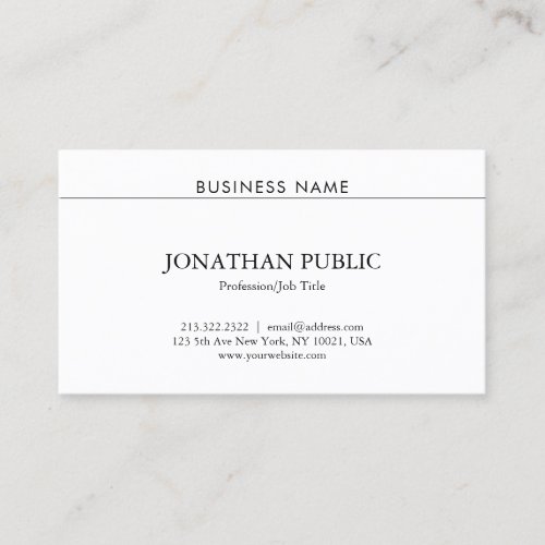 Sophisticated Professional Modern Trendy Plain Business Card