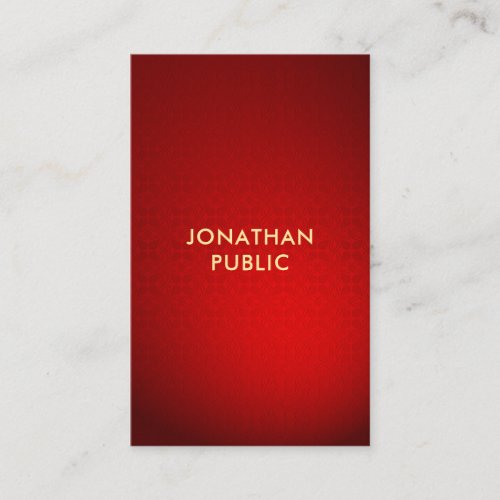 Sophisticated Professional Red Damask Gold Name Business Card