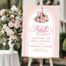 Sophisticated prosecco petals watercolor sign