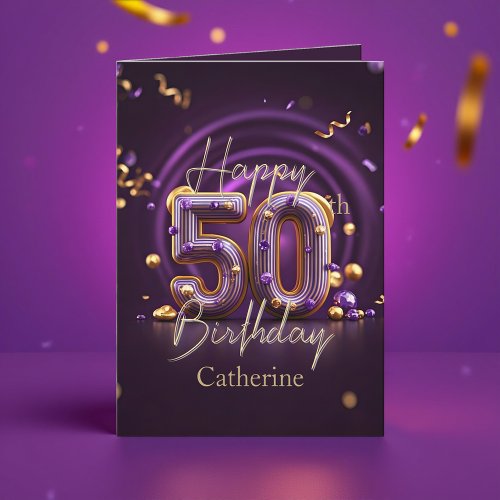 Sophisticated Purple and Gold 50th Birthday