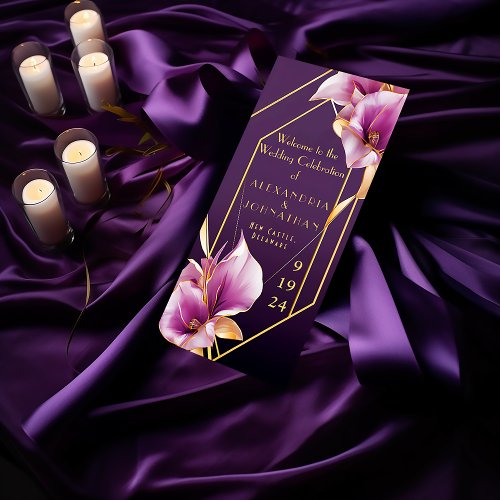 Sophisticated Purple and Gold Calla Lily Wedding Program