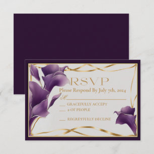 Sophisticated Purple Calla Lily Wedding  RSVP Card