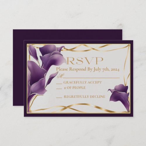 Sophisticated Purple Calla Lily Wedding  RSVP Card