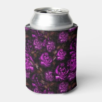 Sophisticated Purple Flowers Can Cooler by kye_designs at Zazzle