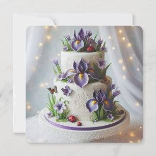 SOPHISTICATED PURPLE IRIS DECORATED BIRTHDAY CAKE CARD