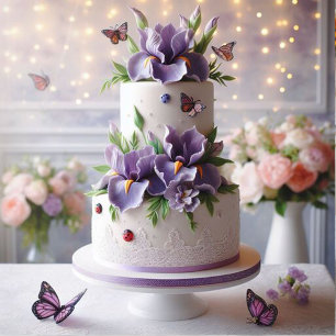 SOPHISTICATED PURPLE IRIS THEMED BIRTHDAY CAKE CARD