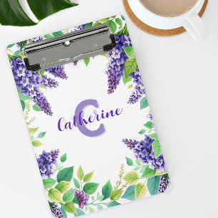 Sophisticated Purple Lilac Watercolor Flowers Mini Clipboard