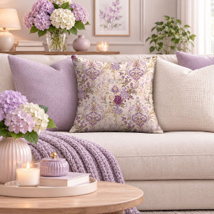 Sophisticated Purple Rose Elegance Throw Pillow
