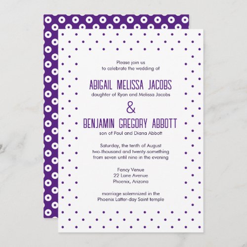 Sophisticated Purple  White Polka_Dot Reception Invitation