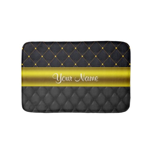 Sophisticated Quilted Black and Gold Bathroom Mat