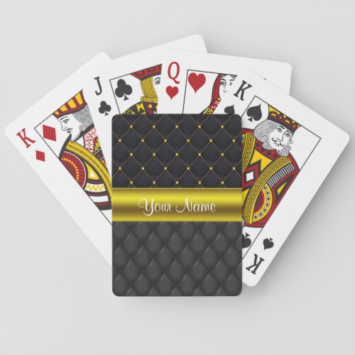 Sophisticated Quilted Black and Gold Poker Cards