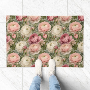 Sophisticated Ranunculus Floral Print Doormat