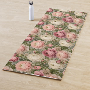 Sophisticated Ranunculus Floral Print Yoga Mat