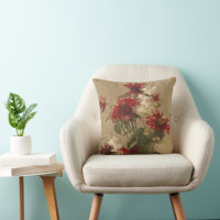 Sophisticated Red & Burgundy Floral Against Beige