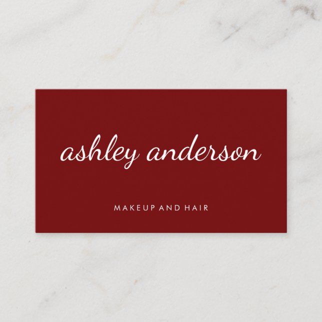 Sophisticated Red Cursive Text Business Card (Front)