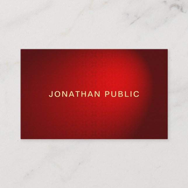 Sophisticated Red Damask Gold Professional Trendy Business Card (Front)