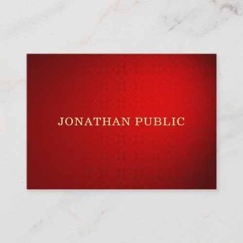 Sophisticated Red Damask Gold Text Elegant Trendy Business Card
