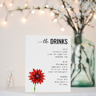 Sophisticated Red Floral Wedding Menu Foam Board