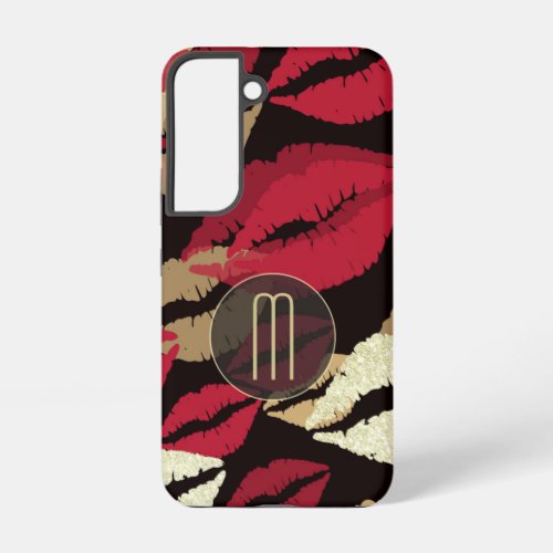 Sophisticated Red Lips Monogram Samsung Galaxy S22 Case
