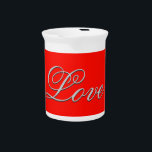 Sophisticated Red Love Wedding Beverage Pitcher<br><div class="desc">You can easily change the fonts and colors. You can also add your logo and the background image as you like.</div>