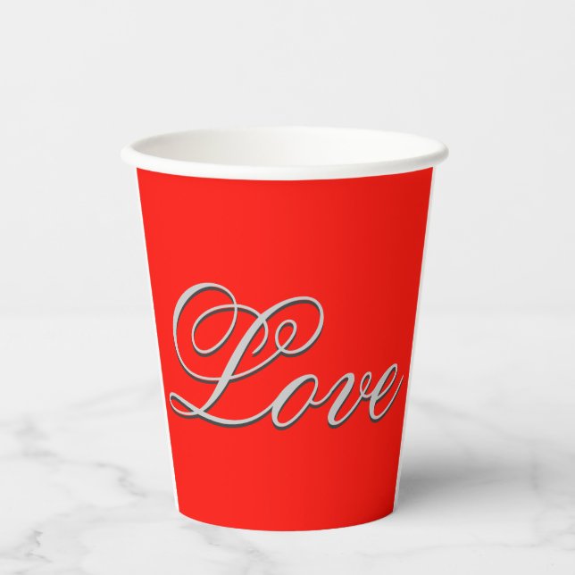 Sophisticated Red Love Wedding Paper Cups (Front)