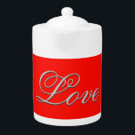 Sophisticated Red Love Wedding Teapot<br><div class="desc">You can easily change the fonts and colors. You can also add your logo and the background image as you like.</div>