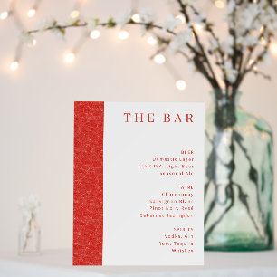 Sophisticated Red Minimalist Bar Menu Foam Board