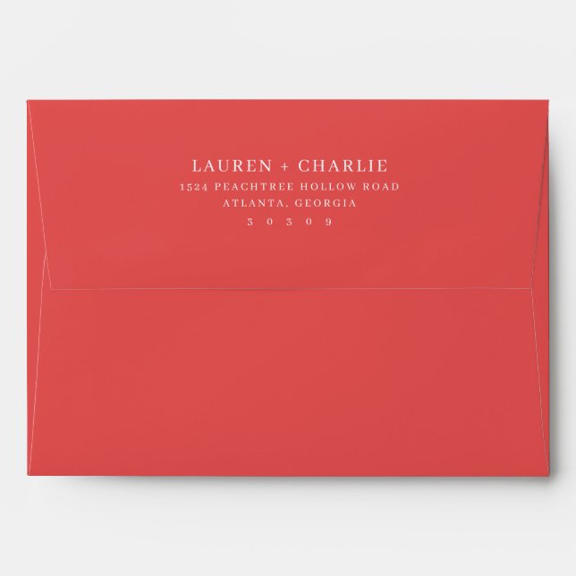 Sophisticated Red Serif Wedding Envelope (Back (Top Flap))