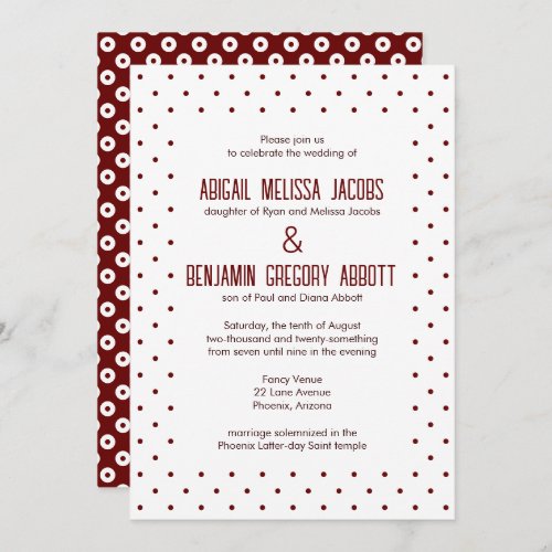 Sophisticated Red  White Polka_Dot Reception Invitation