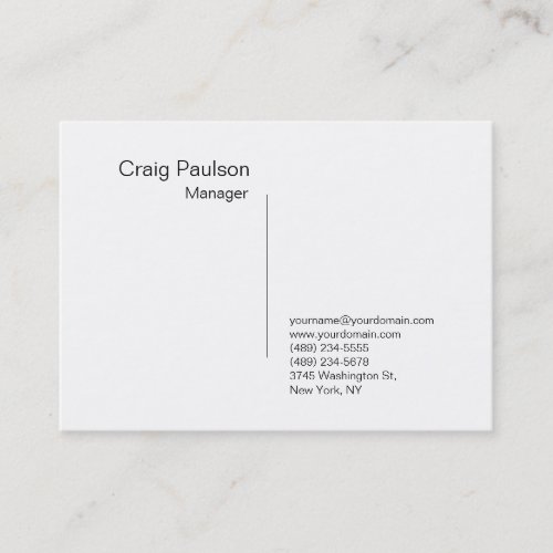 Sophisticated Refined White Manager Business Card