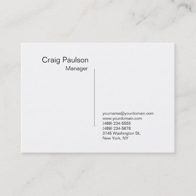 Sophisticated Refined White Manager Business Card (Front)