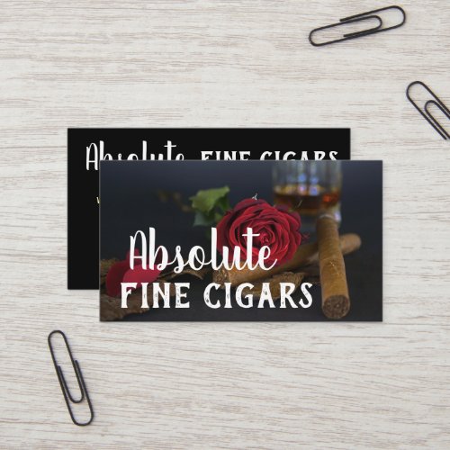 Sophisticated Rose Drink and Cigar Business Card