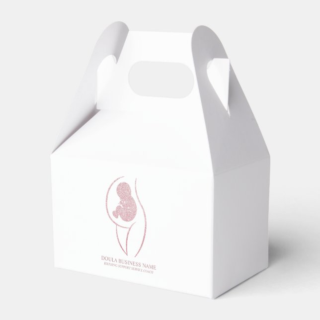 sophisticated Rose Gold Birth Coach Favor Boxes (Front Side)