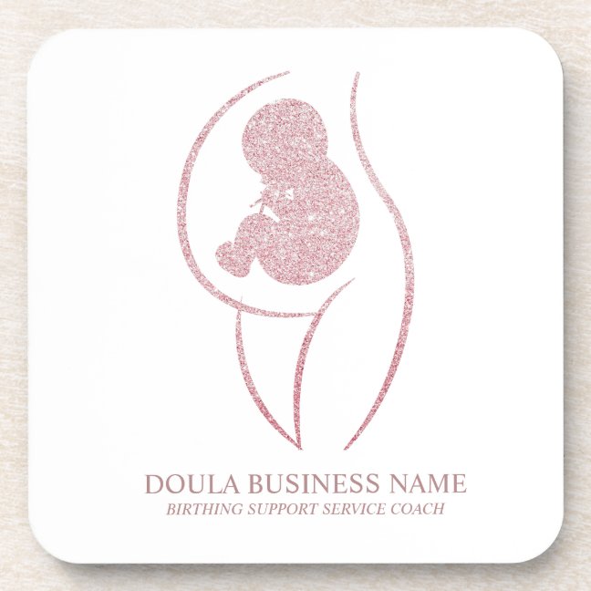 sophisticated Rose Gold Doula & Birth Coach Beverage Coaster