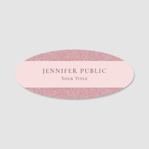 Sophisticated Rose Gold Glitter Template Modern Name Tag