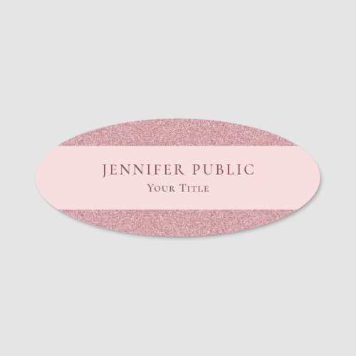 Sophisticated Rose Gold Glitter Template Modern Name Tag