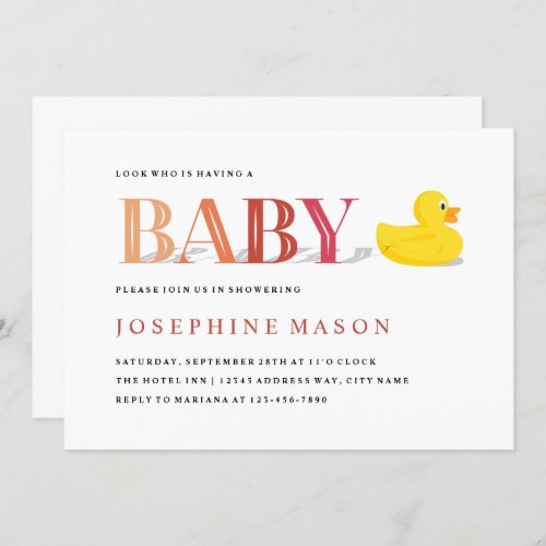 Sophisticated Rubber Duck Terracotta Baby Shower Invitation