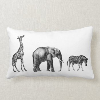 Sophisticated Safari  Giraffe  Elephant  Zebra Lumbar Pillow by JoyMerrymanStore at Zazzle