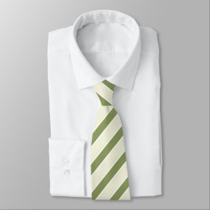 Sophisticated Sage Green & Cream Striped Luxury Neck Tie