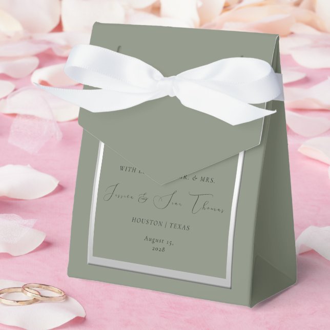 Sophisticated Sage & Silver Wedding Favor Boxes (Wedding)
