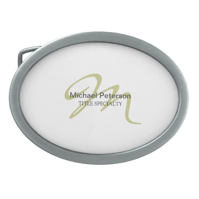 Sophisticated Script Monogram Initial Modern Belt Buckle (Front)