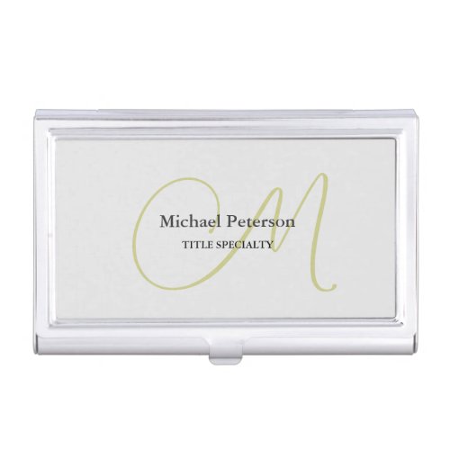 Sophisticated Script Monogram Initial Modern Business Card Case