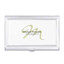 Sophisticated Script Monogram Initial Modern Business Card Case