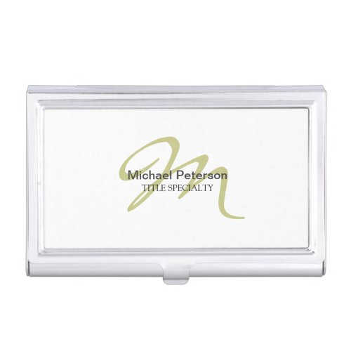 Sophisticated Script Monogram Initial Modern Business Card Case