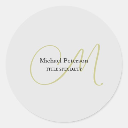 Sophisticated Script Monogram Initial Modern Classic Round Sticker