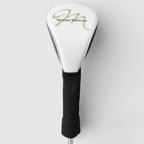 Sophisticated Script Monogram Initial Modern Golf Head Cover